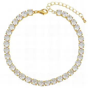 18K gold plated Stainless steel Tennis bracelet, Intensity velvetbox.gr