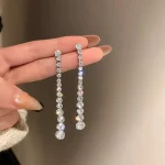 Σκουλαρίκια ορειχάλκινα μακριά κρεμαστά με στρας